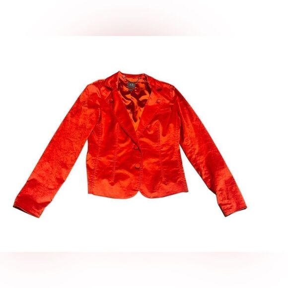 🔥 Armani Exchange AX women’s vintage orange velvet 2 button blazer size large - Picture 2 of 8
